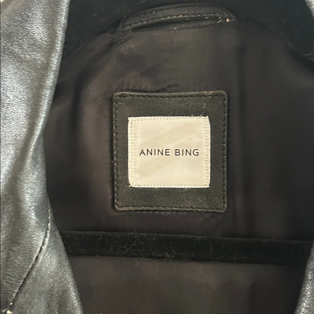 Anine Bing Quinlan Moto Biked Jacket with Varsity Cuffs and Hem - Picture 3 of 12